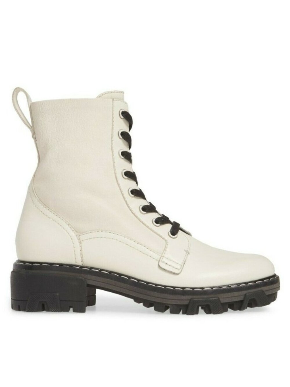 Rag & Bone Shiloh Women's Leather Combat Boots Antique White Size 38.5 / US 8.5